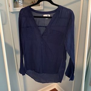 Old Navy navy blue size medium tunic 3/4 button up and button up sleeves